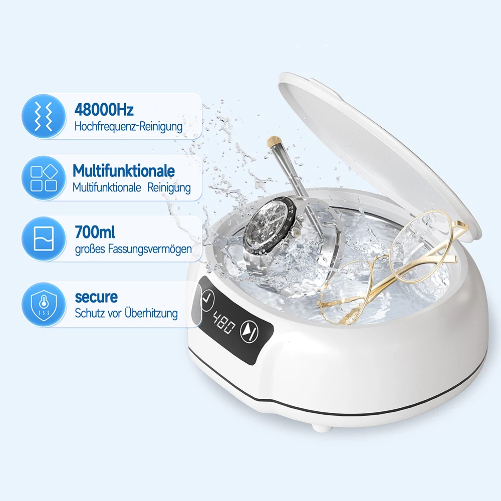 新しいソニックジュエリークリーナープロフェッショナル超音波クリーナー 48KHZ 脈動クリーニングキットリテーナージュエリーリングシルバー入れ歯