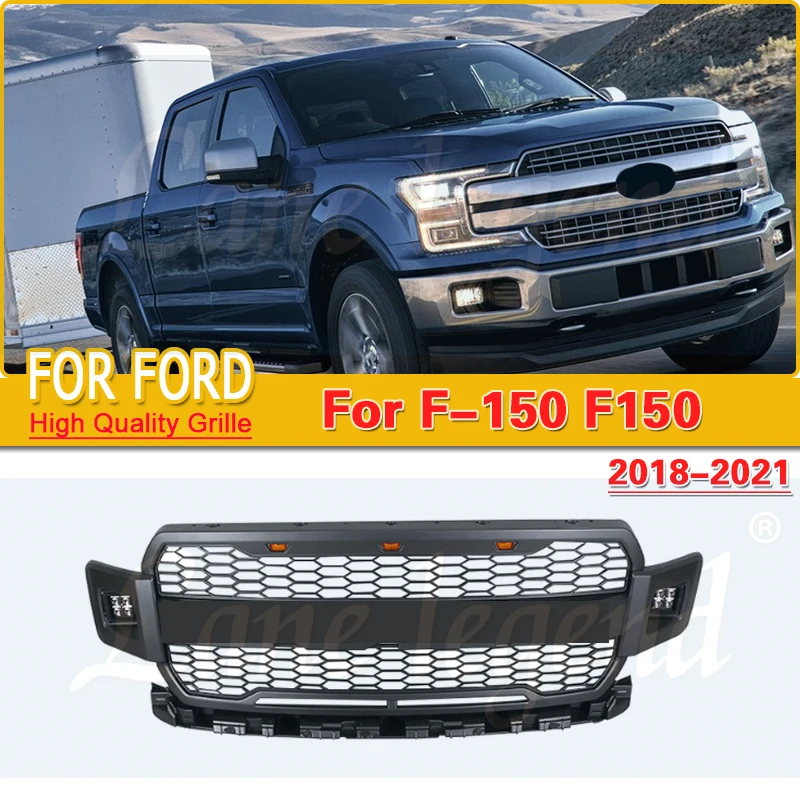 

Modified For F150 Raptor Grills For Ford F-150 2018-2021 Front Hood Racing Grills Front Bumper Grilles Mesh Cover grille