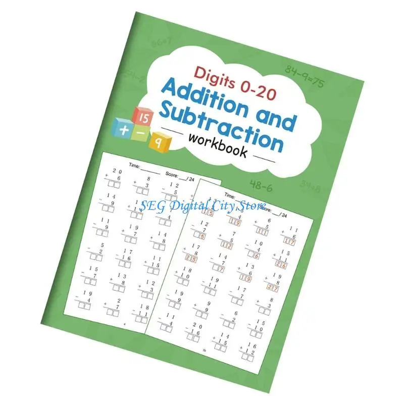 U75B Educational Math Practice Book 21 Sheets Addition And Subtraction Operations Workbook For Kids Students Preschoolers