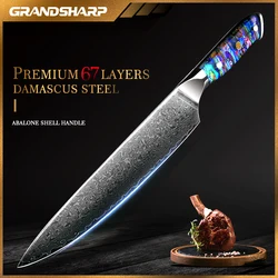 Grandsharp Professional 8 Inch Chef Knife Japanese Damascus Steel Kitchen Knives Meat Cleaver Fish Slicing Cooking Tool Gift Box