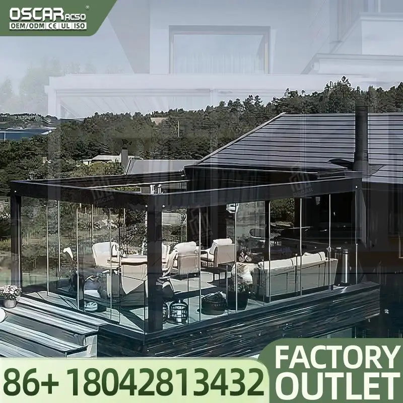 Outdoor Wall Mounted Motorized Bioclimatic Sun Shade Automatic Patio  3x3 for Restaurants in European Regions Pergola