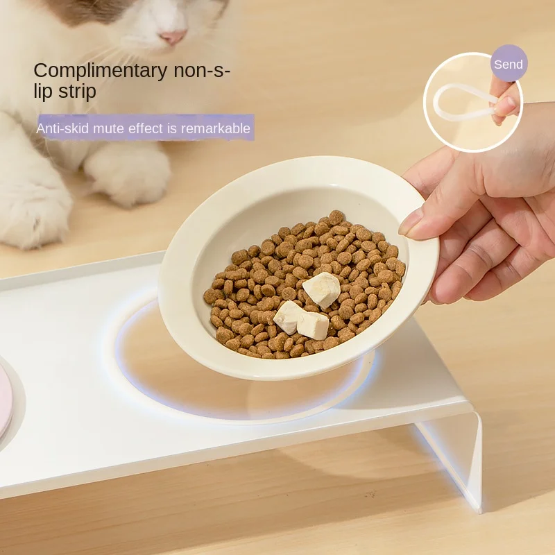 Cat Double Ceramic Bowl with Iron Stand Pet Elevated Raised Food Water Bowls Small Dogs Drinking Eating Feeding Supplies