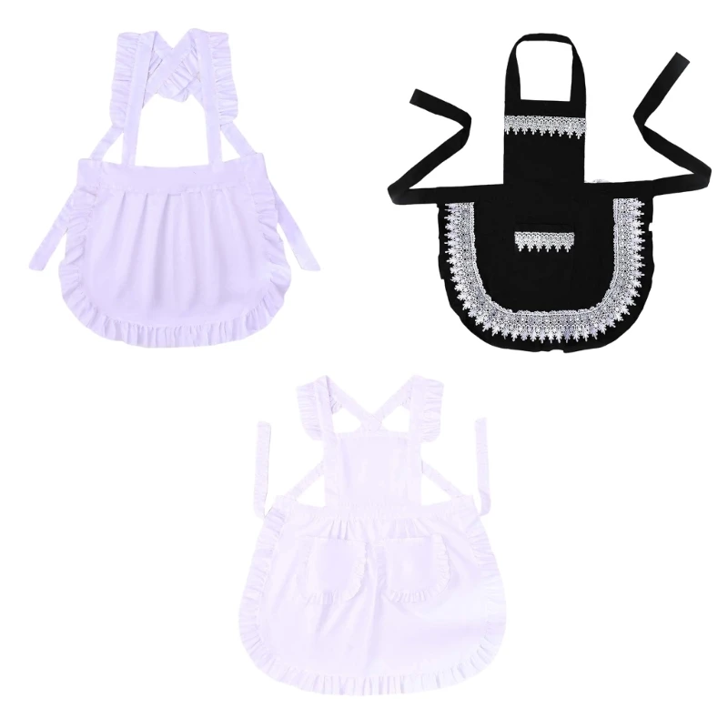 Cooking Apron Plain Work Apron Pinafore Dress Serving Apron for Kitchen Cafe