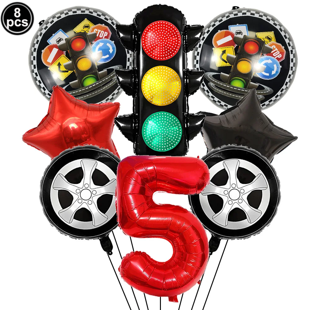 レーシングカー風船キット 信号機風船 レーシングカーホイール - Lighting Mcqueen Birthday Decor のレビューと価格