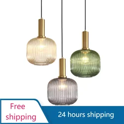 Europe Vintage Colorful Glass Luxury Pendant Light Lighting for Restaurant Dining Room Bedroom Bedside Home Ceiling Hanging Lamp