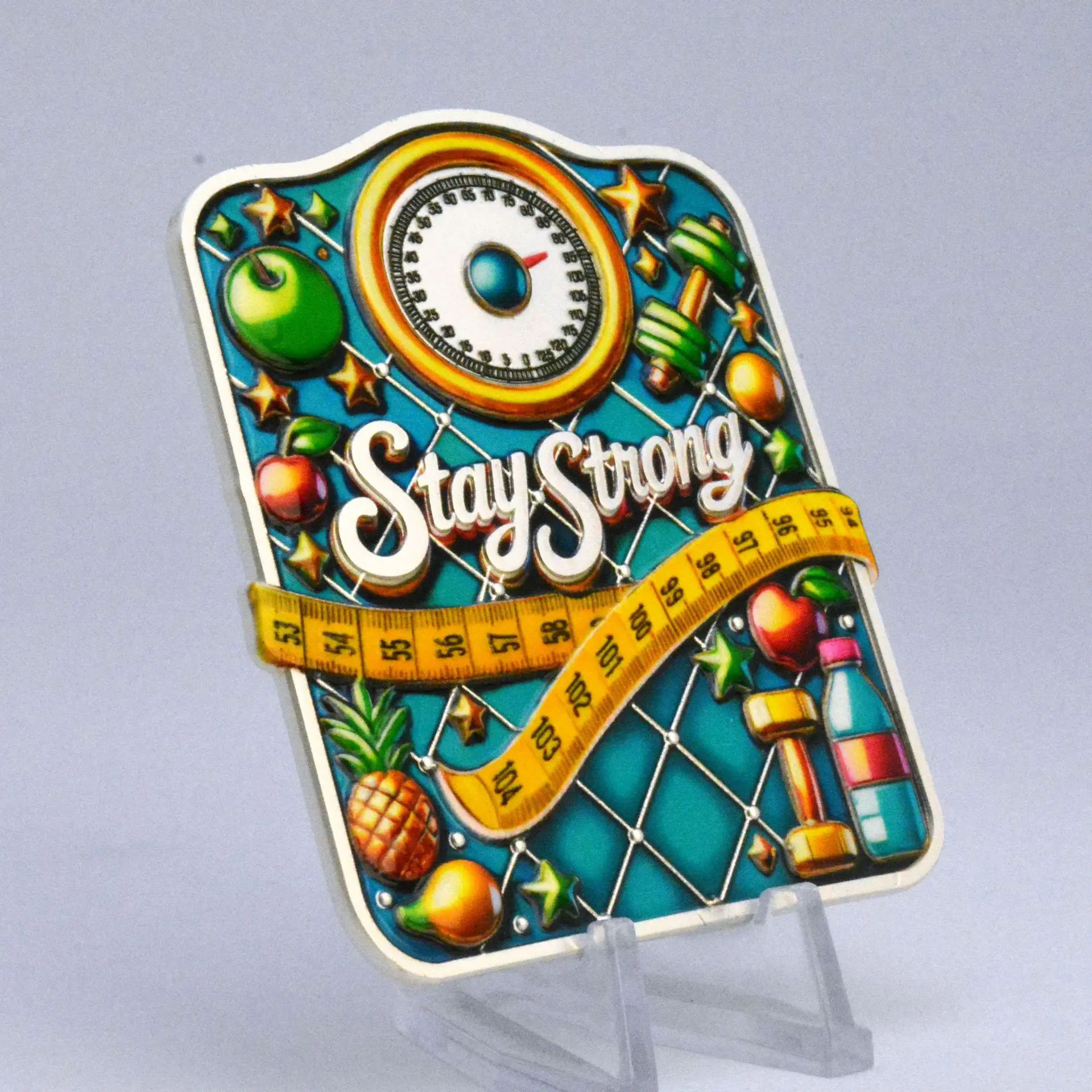 Cultural and Creative Small Gifts: Bell Cartoon Fridge Magnets, Cute Weight Loss and Fitness Metal Decorative Badges