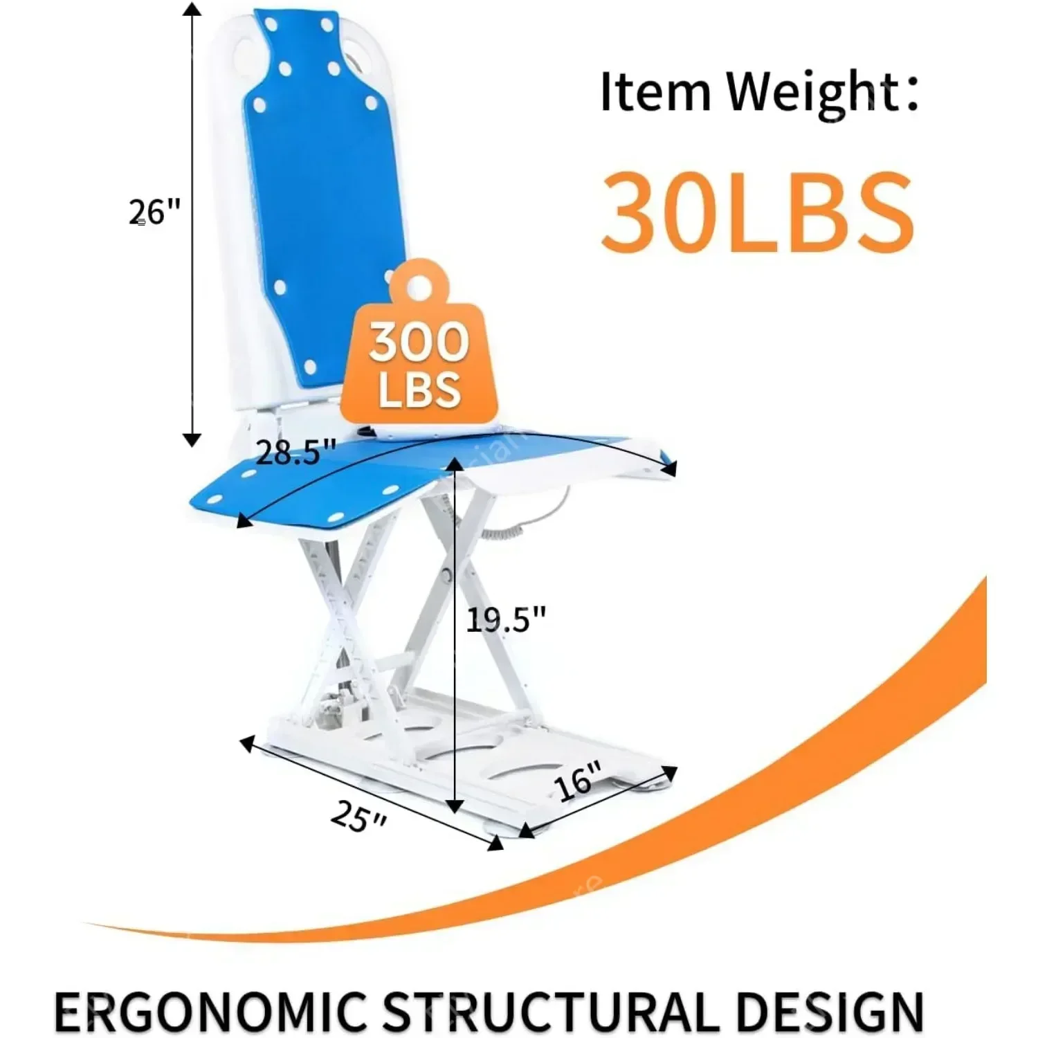 Electric Chair Lift, Get Up from Floor, Floor Lift, Can be Raised to 20” Help You Stand Up Again, Item Weight 30 LBS,Blue