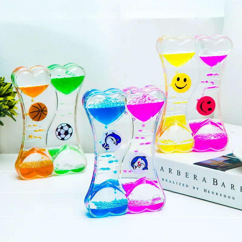 Creatived Dripping Oil Slide Hourglass Sandglass Motion Bubble Stress Reliever Toys Home Decor Desktop Accessories for Kids Gift