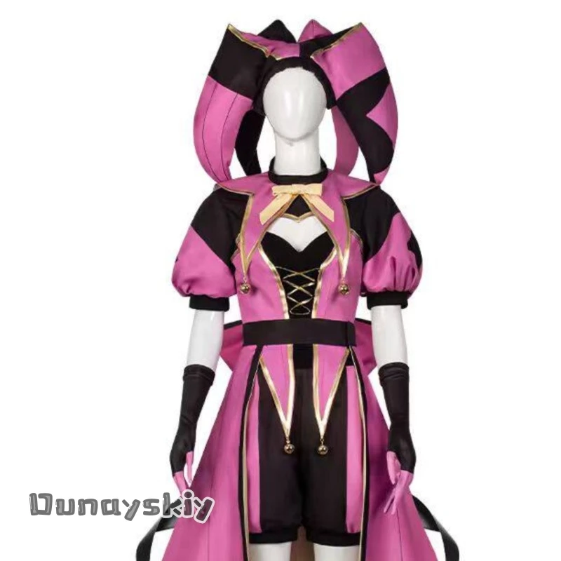 CR cos%Tfc The Freak Circus Columbina Cosplay Costume The Angel Pink Clown Outfit TICKET Halloween Scary Clothing Yandere Horror view 4