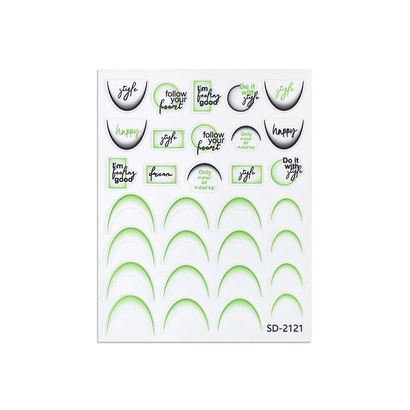 1 unidad, 100% nueva calidad, plantilla con diseño deslizante autoadhesivo Multicolor, guías de manicura para decoración de uñas DIY