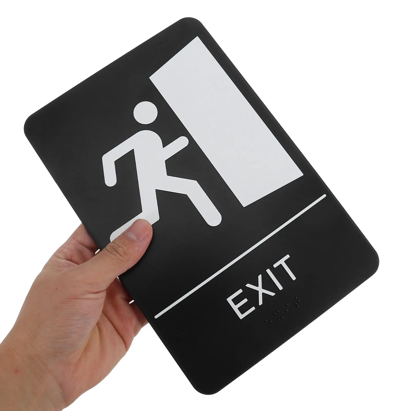 Exit Identification Sign Acrylic Tactile Raised Letters Braille 22.5x15cm Wall Mounted Safe Exit Indicator for Store Schools