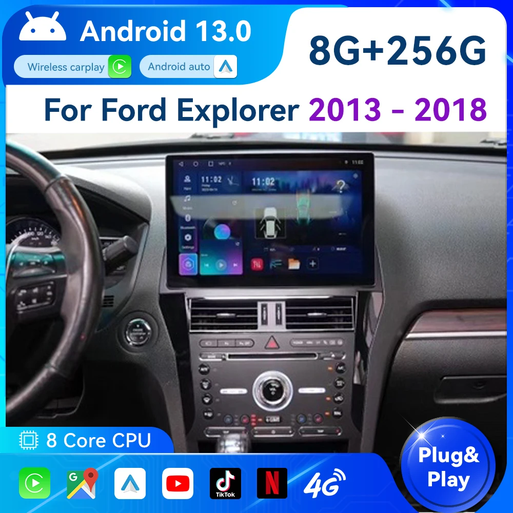 

For Ford Explorer 2013 - 2018 Android Car Radio 2Din Stereo Receiver Autoradio Multimedia Player GPS Navi Head Unit Screen