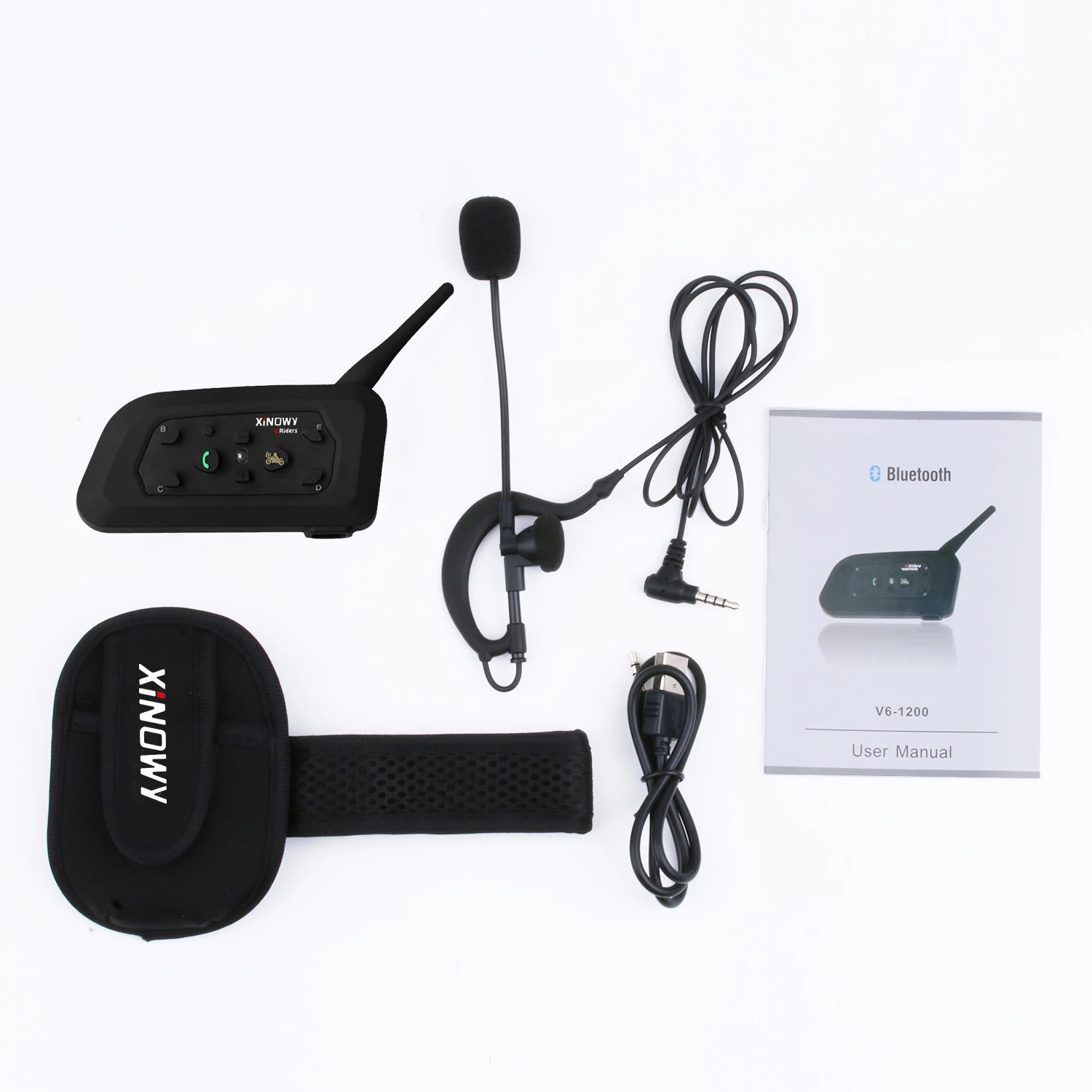 3-PackV4c Motorcycle Bluetooth 1200m Waterproof Full Duplex Communication System 4-Person Intercom Headset Hand