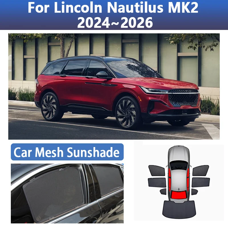 

Для Lincoln Nautilus CDX707 MK2 2024 2025 2026 автомобильный сетчатый солнцезащитный козырек магнитные солнцезащитные козырьки оконные шторы покрытие аксессуары для штор