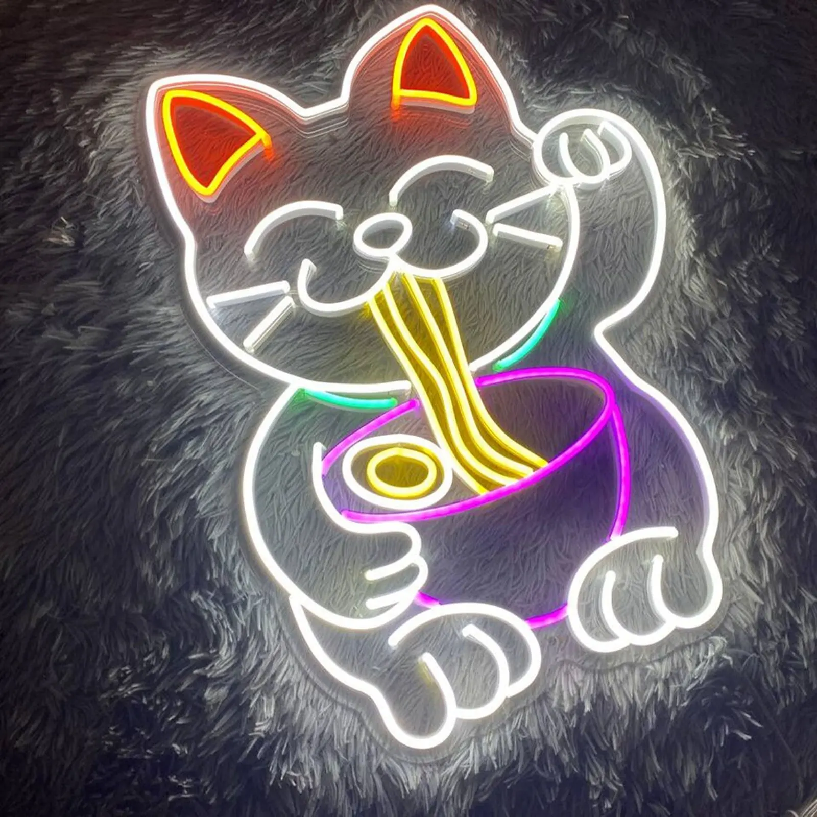 Imagem -06 - Custom Cat Rainbow Neon Sign Ramen Shop Anime Lover Gifts Wall Art Pendurado Presente de Aniversário para Crianças Bedroom Night Sign