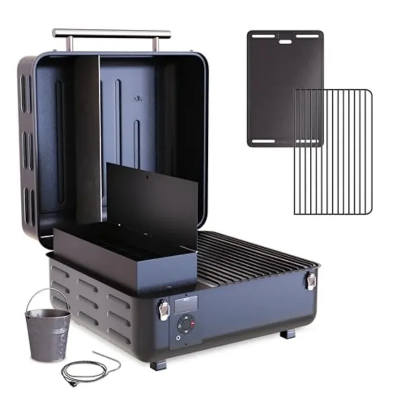 

Electric Wood Pellet Grill Smoker Tabletop for Outdoor Tailgating with Digital Controller