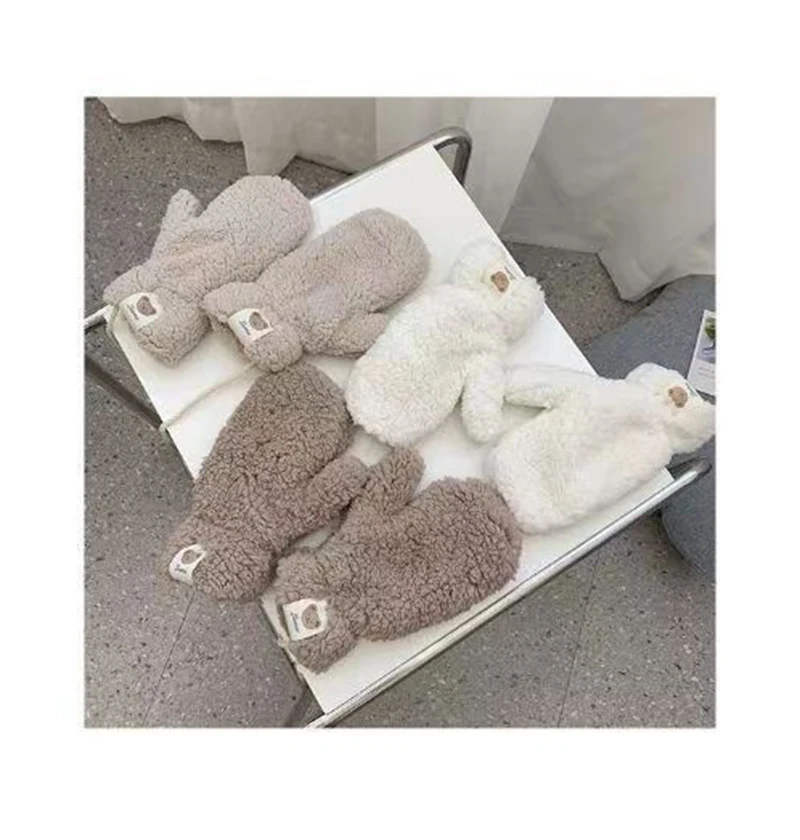 Cute Winter Women Bear Claw guanti peluche Warm Soft Anime Cosplay guanti senza dita per ragazze Outdoor addensare paramani Warmer