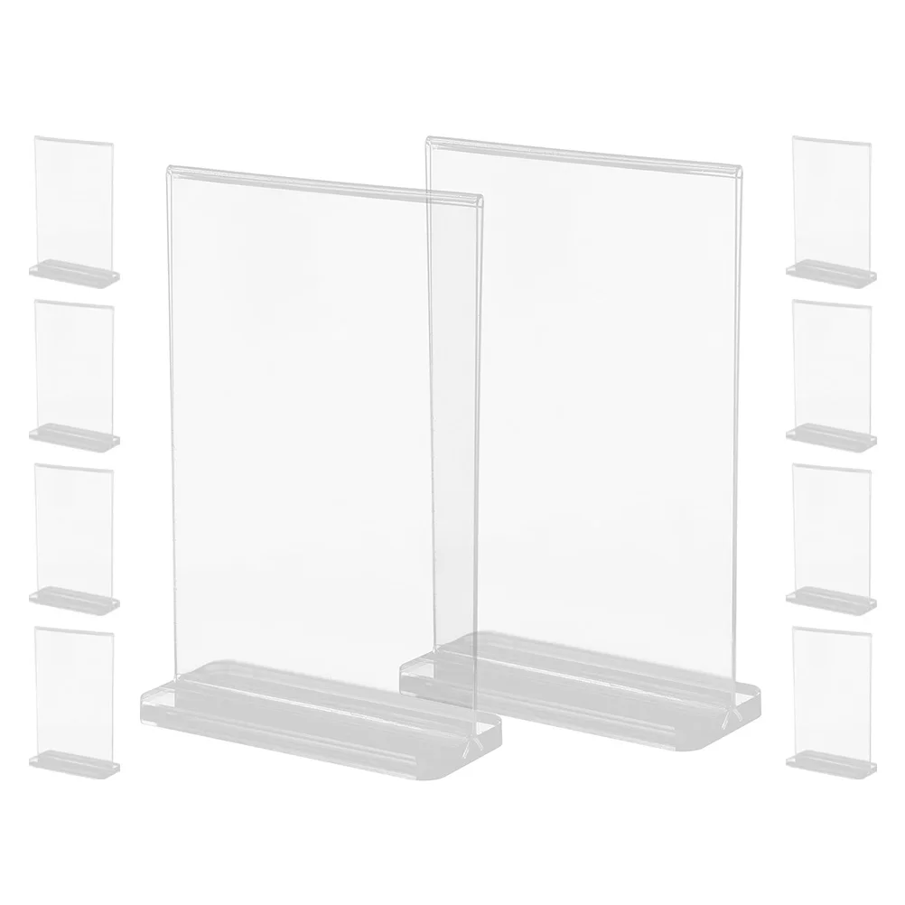 10pcs T Shaped Display 10x15cm Clear Acrylic Menu Holder Restaurant Table Advertising Sign Poster Rack Stable Base
