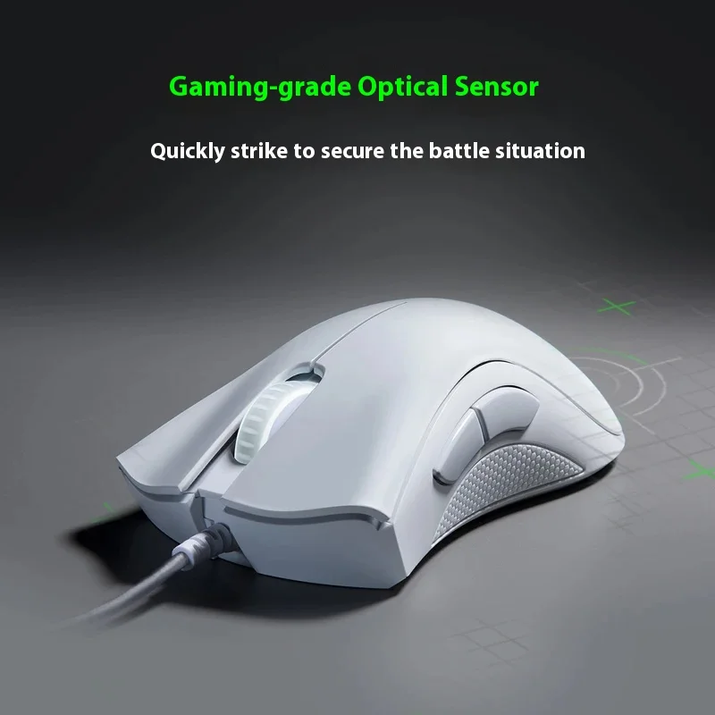 ماوس الألعاب السلكي Razer DeathAdder الإصدار القياسي باللونين الأبيض والأسود للكمبيوتر Esports LOL Office Use ملحقات الماوس