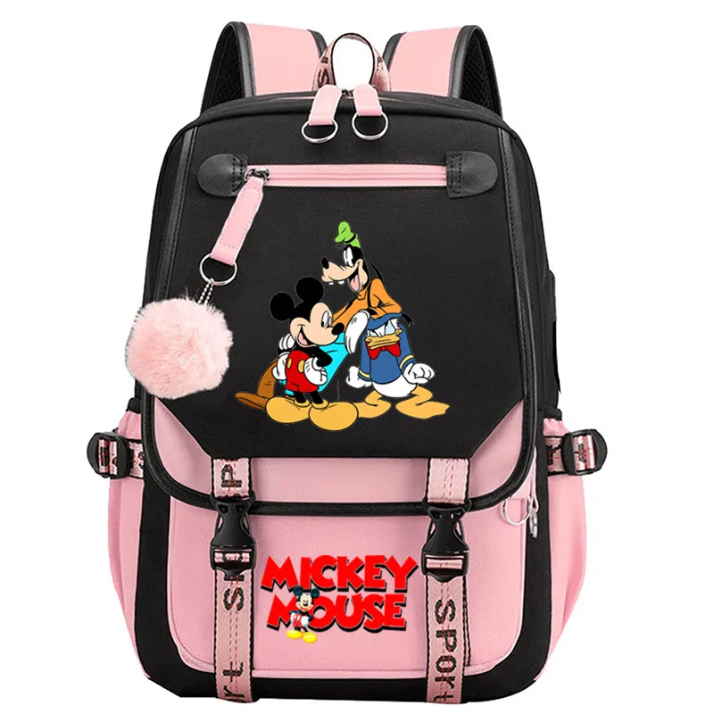 MINISO Disney uczeń tornister ładowany Laptop plecak dla dziewczynek Mickey Mouse tornister