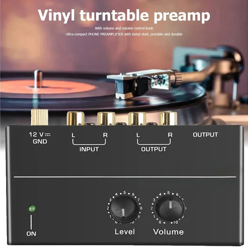 Phono Preamp pre Amp Preamplifier with Level Volume Control RCA Input Output 1/4