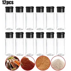 12Pcs Spice Jars Seasoning Shaker Bottles Plastic Spices Storage Condiment Jar Salt Pepper Boxes Kitchen Spice Organizer Rack