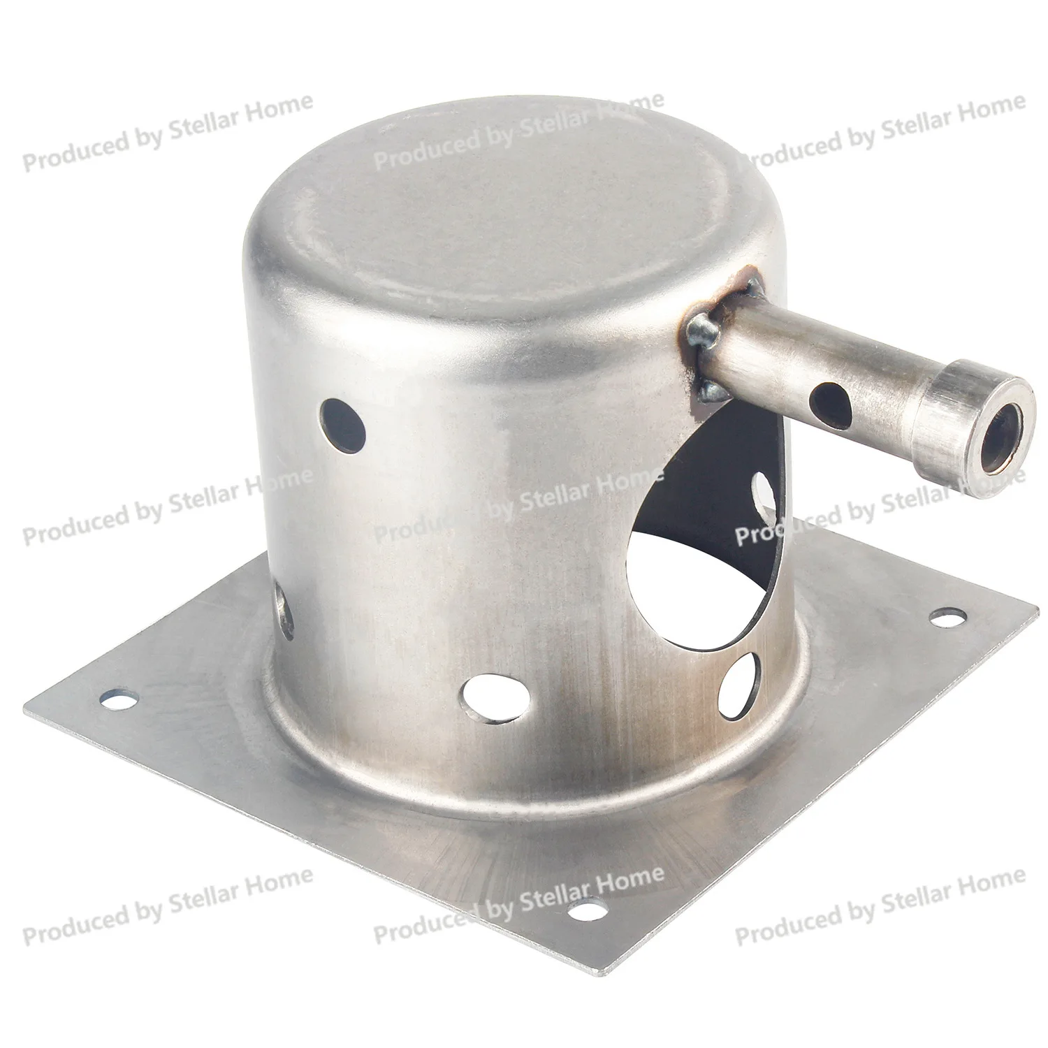 Repuestos para horno: Caja de combustión de hierro y tanque de succión 127 * 127mm, para horno granular de barbacoa norteamericano de tipo estirado