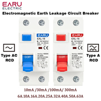 2P 10/30/100/300mA Type A / AC RCCB RCD ELCB Residual Current Circuit Breaker Short Current Leakage Protection 32A 40A 50A 63A