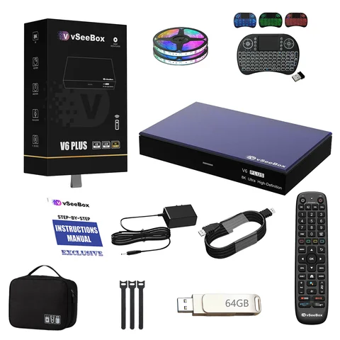 VSeeBox V6 Plus 2026, Android 14, 4GB RAM 64GB Storage, Voice Control, WiFi 6, Bluetooth 5.0, Parental Control, 8K HDMI, Backlit Bluetooth Remote Included
