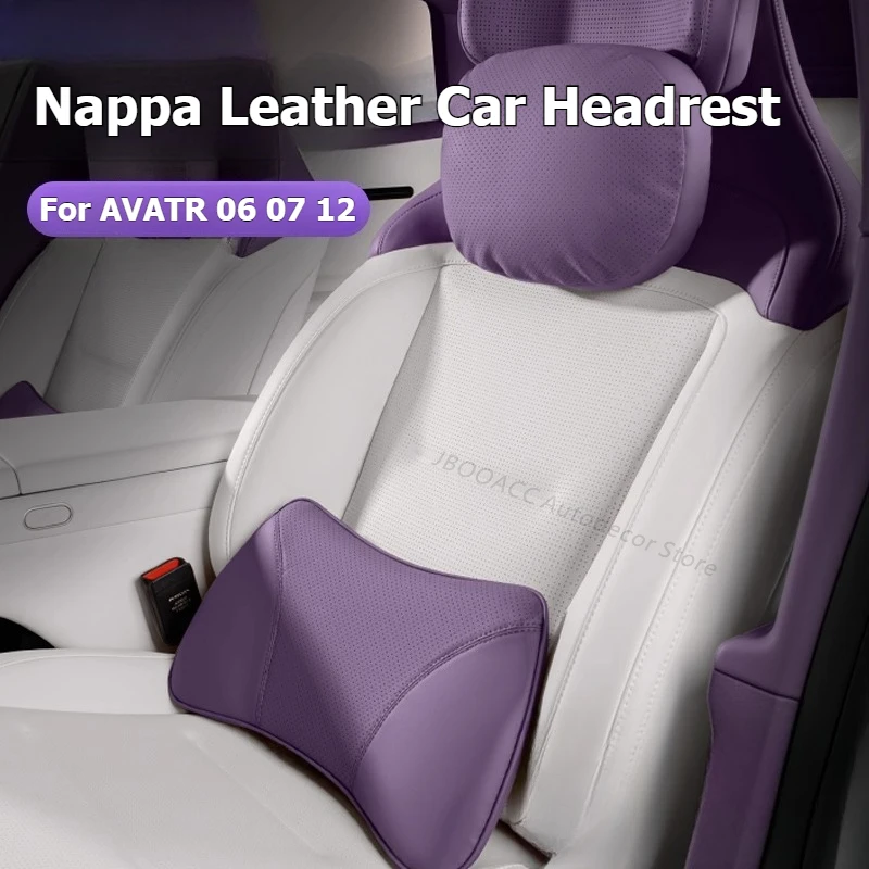 For Changan AVATR 06 07 12 Nappa Leather Car Headrest Neck Pillow Comfortable Seat Lumbar Support Waist Cushion Car Accessories