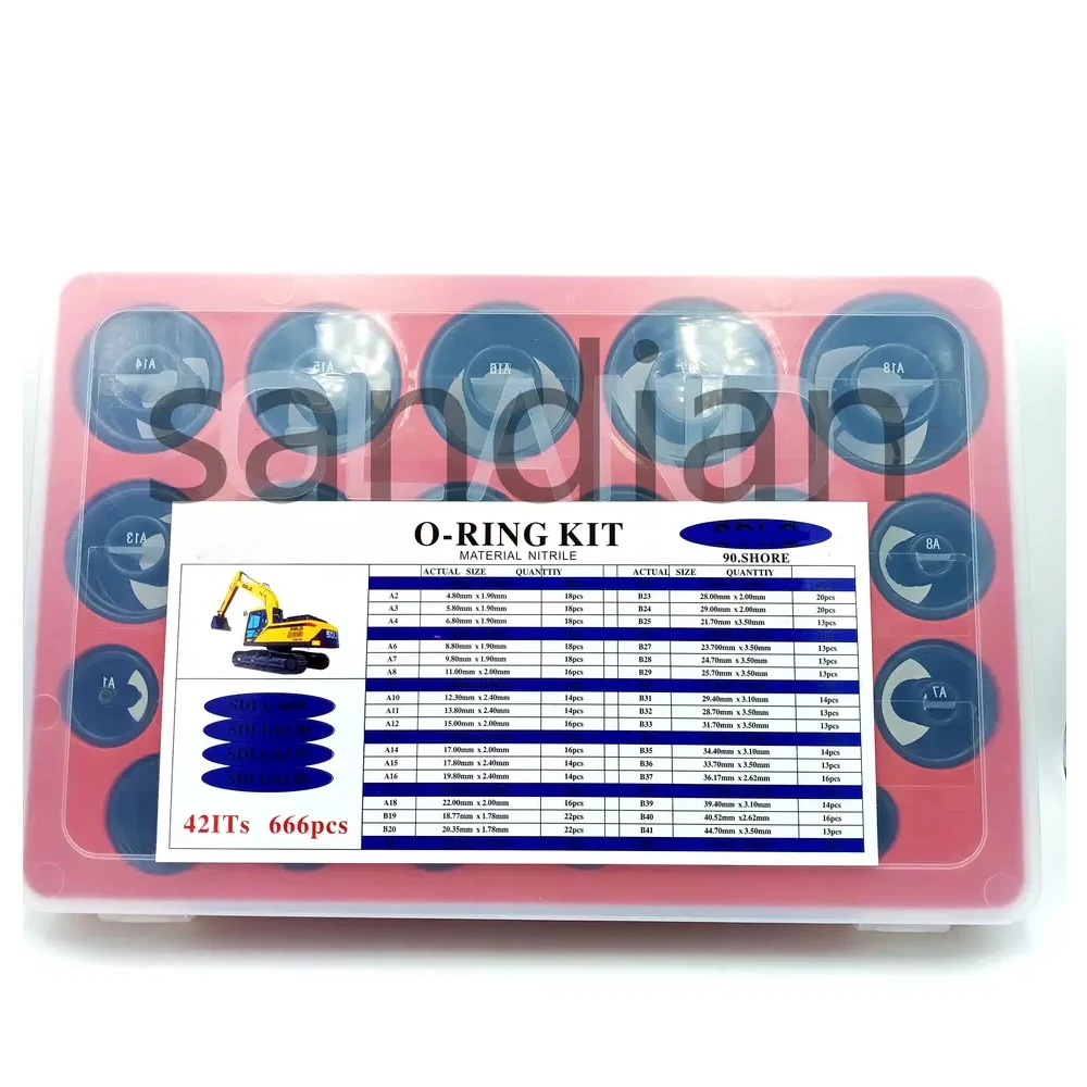 

Upgrade hot sale oil resistant giant seal o- ring kit box for SDLG Temporary 421Ts 666PCS