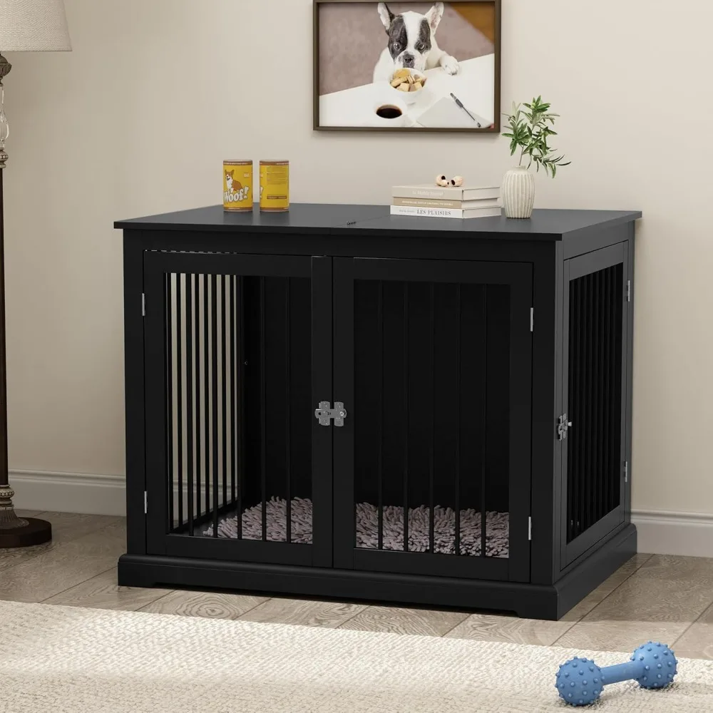 

Wooden Dog Kennel with Cushion, Dog Crate End Table Large,Dog Kennel, Modern Decorative Dog Crates