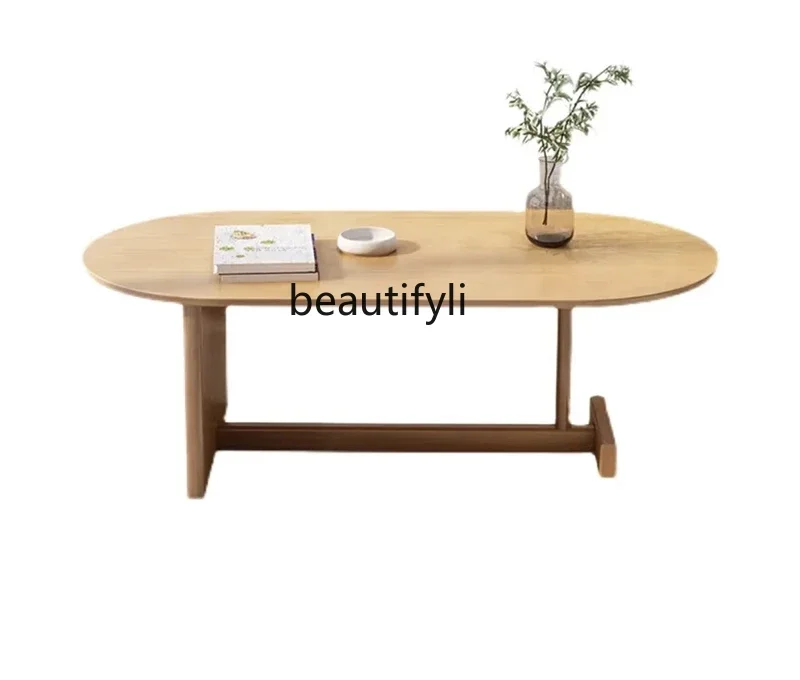 

ss1001 Simple design large and small apartment living room solid wood special-shaped coffee table modern stainless steel metal t
