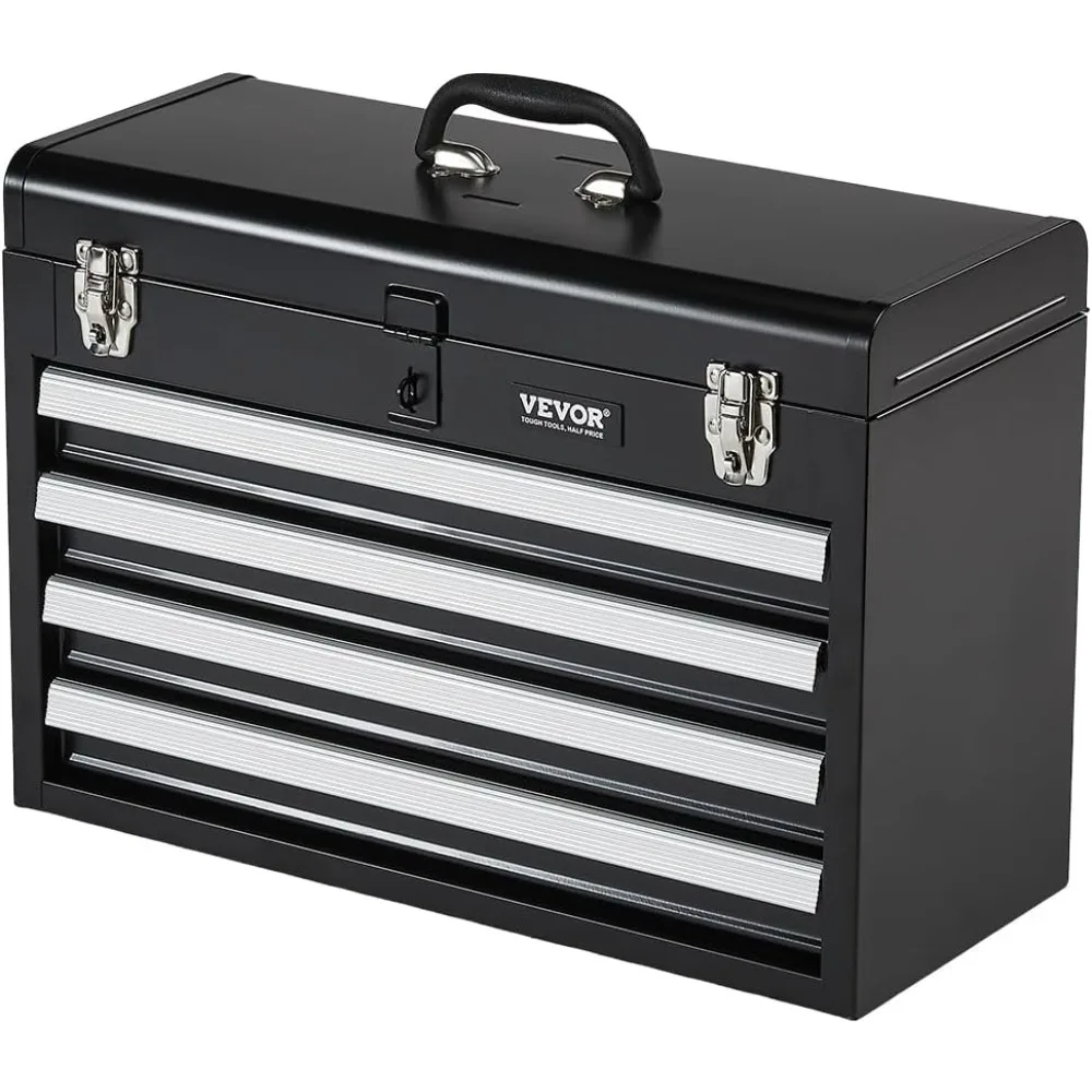 

Portable 20.5-inch Metal Toolbox with 4 Drawers and EVA Foam Liners, Ball Bearing Slides