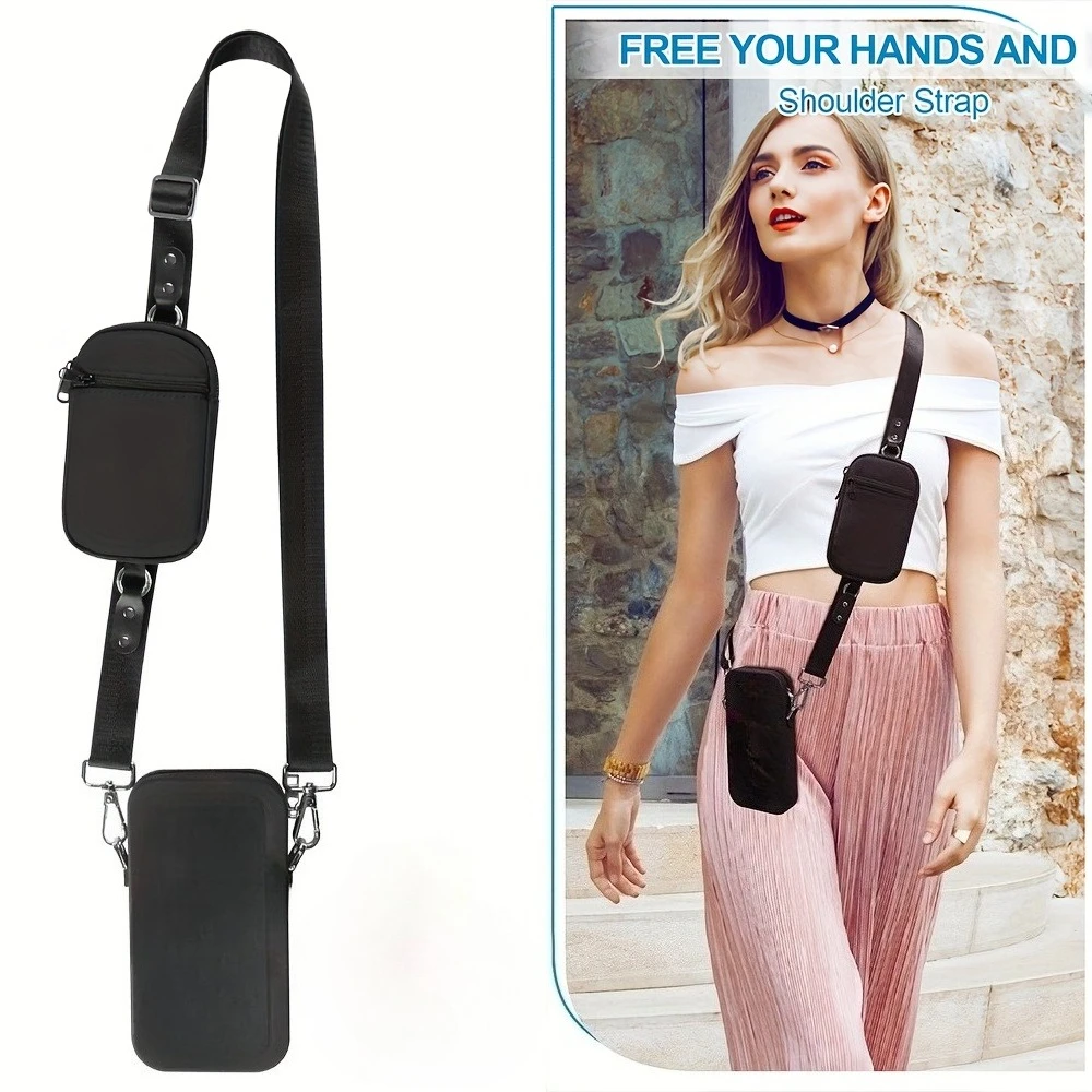 

Anti-Lost Mobile Phone Lanyard with Card Storage Comfortable DurablePhone Bag EssentialforTravel.multi-function shoulder straps,