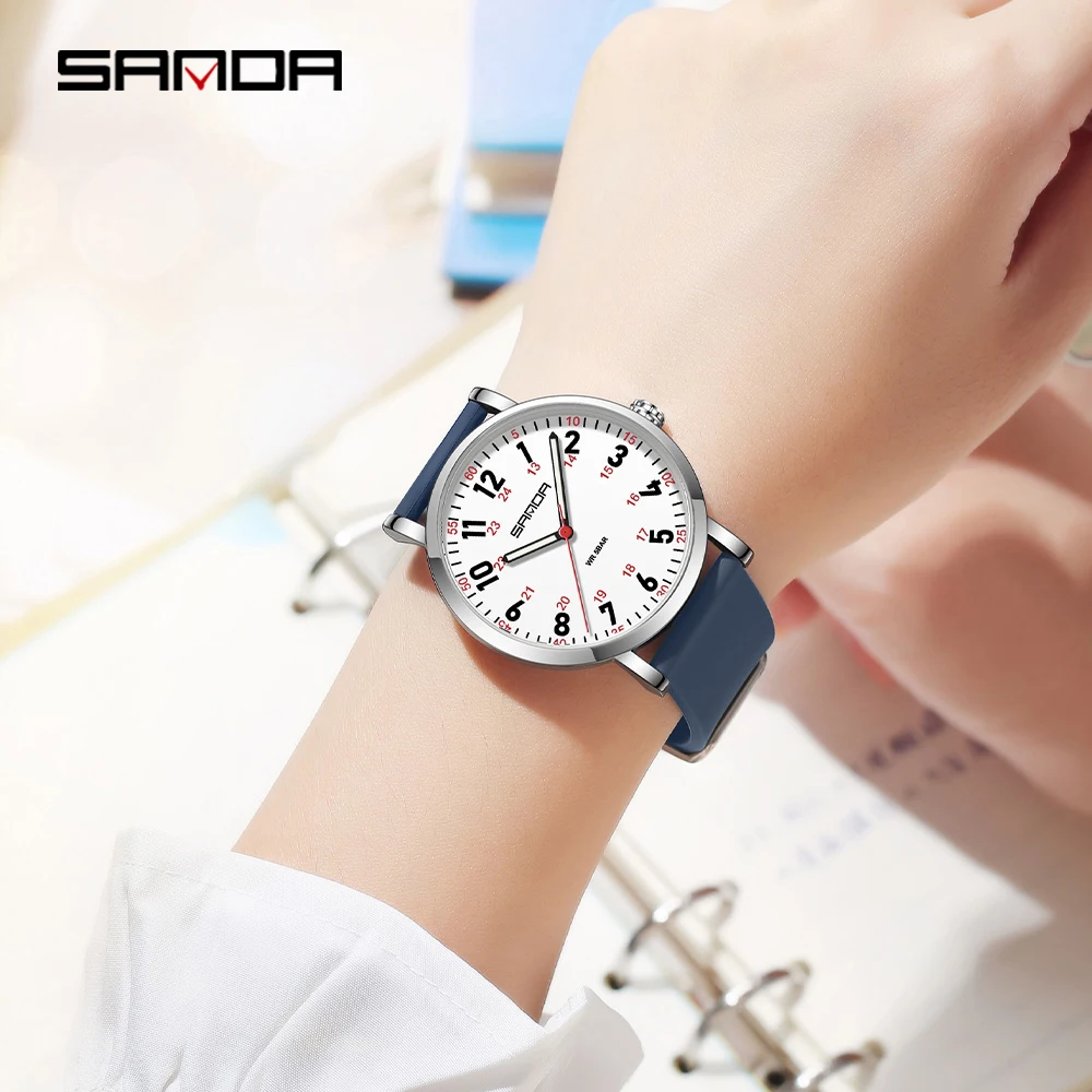 SANDA Новинка 3267, легкие роскошные модные студенческие кварцевые часы, водонепроницаемые, простые, темпераментные, повседневные женские часы 2026
