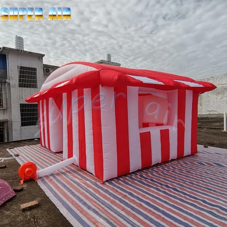 

Custom commercial outdoor rental red inflatable kiosk inflatable shop stall with doors for sale