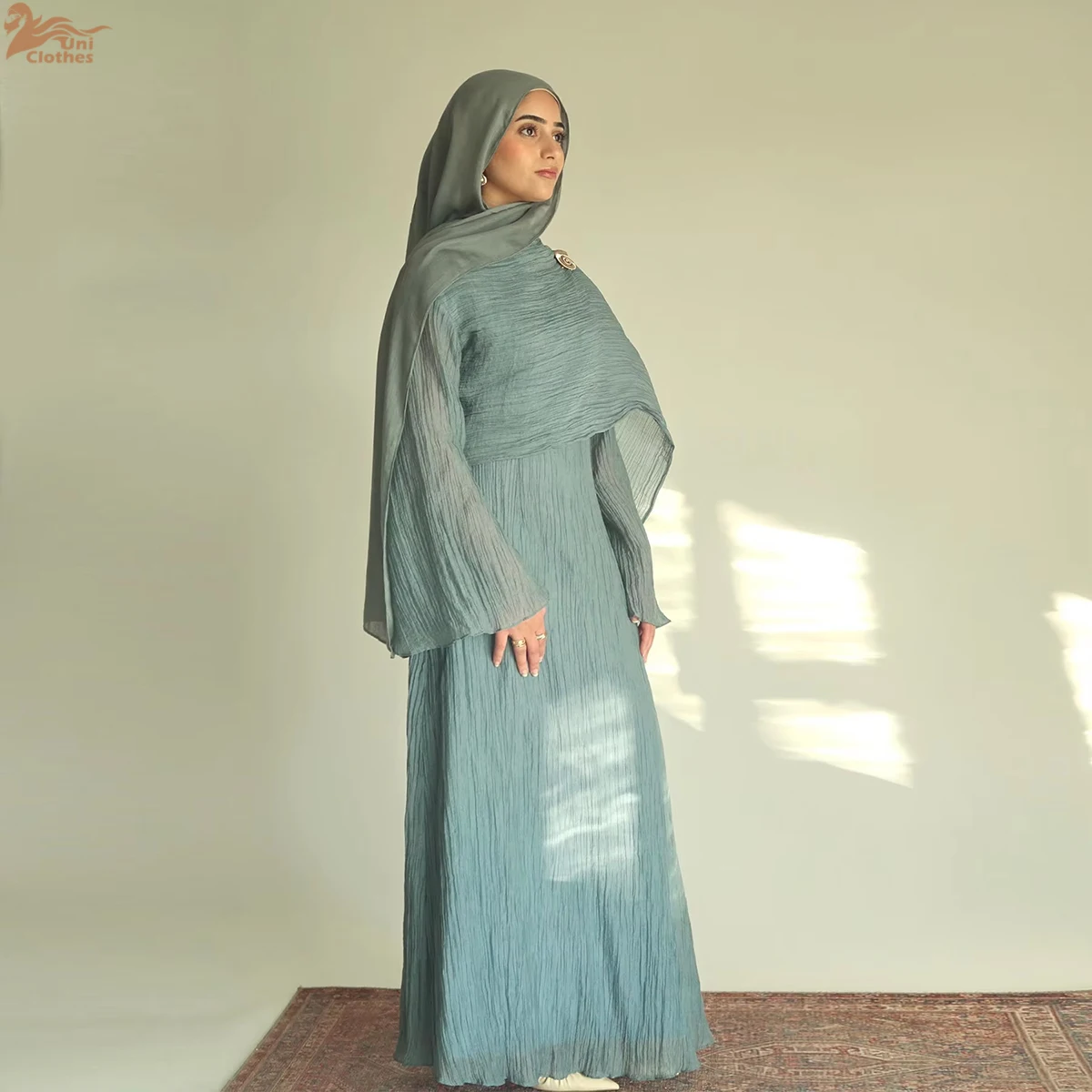 2025 New Pleated Fabric Elegant Shawl Gown Long Dress Islamic Clothing Women Abaya Dubai Modest Abaya Women Muslim Dress