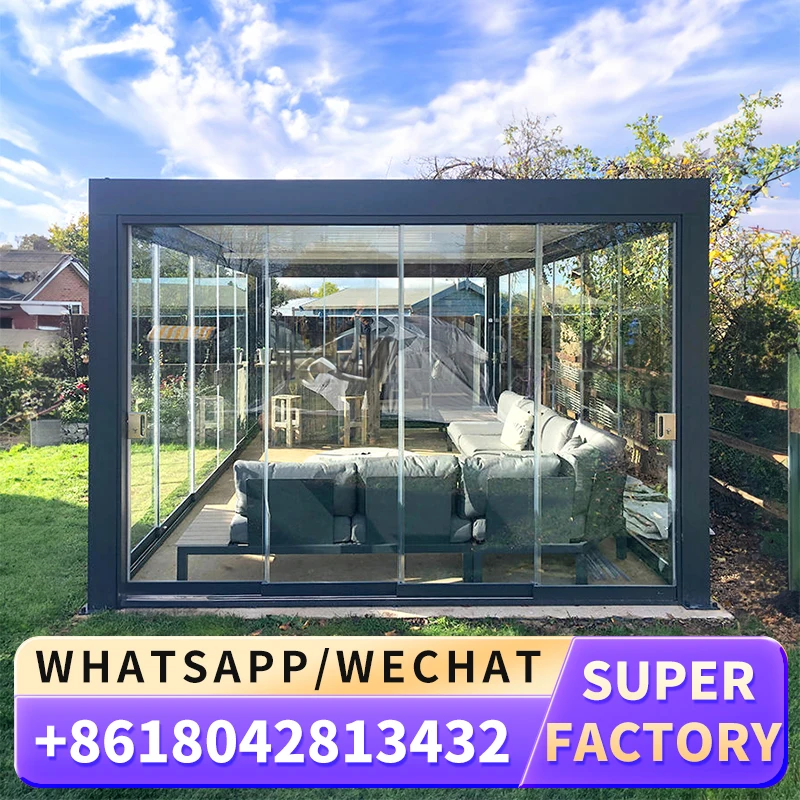 Customized Low Price Remote Control Electric Waterproof Pergola Garden Pergola Metal Gazebo&pavilion