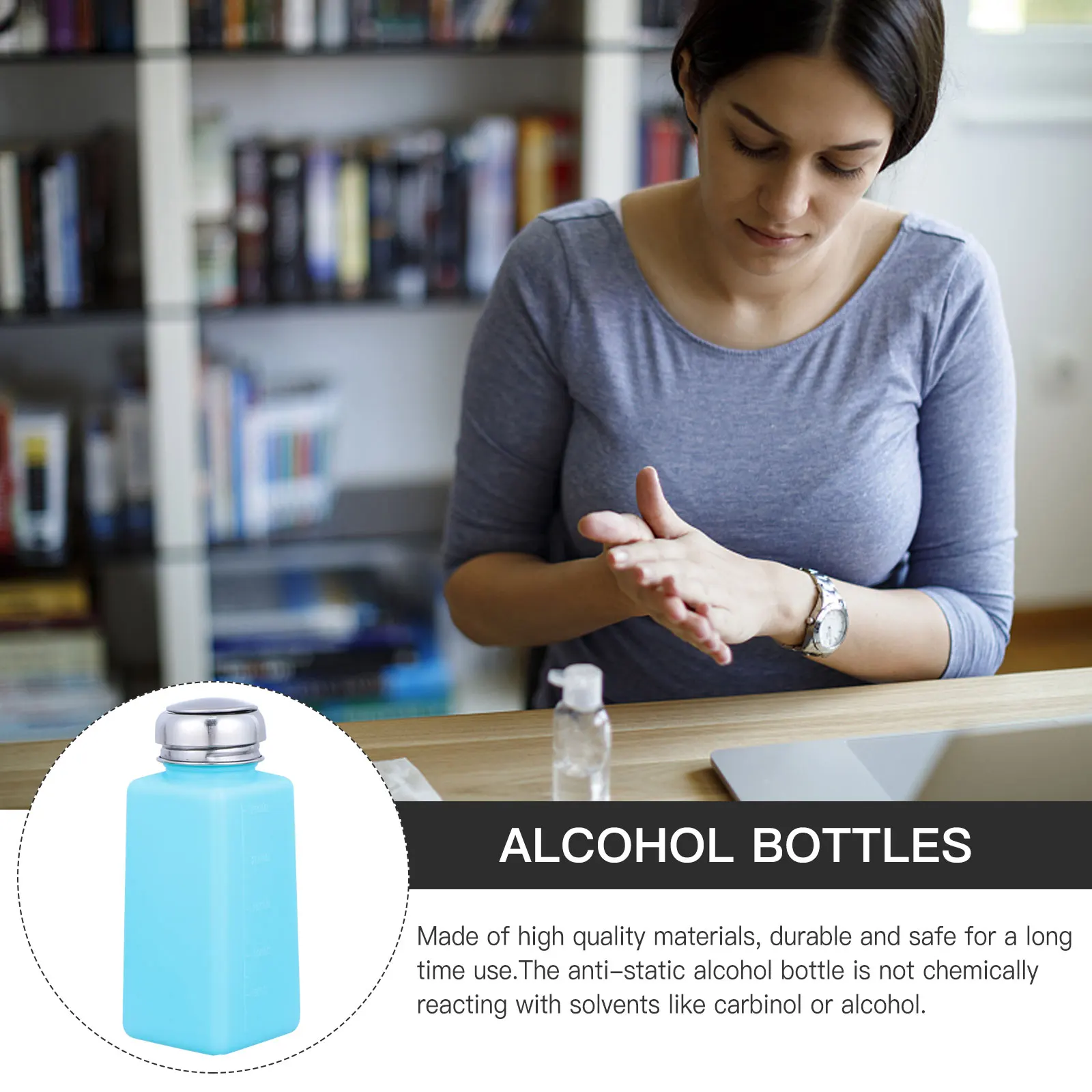 

2 Pcs Push Alcohol Bottle Dispenser Empty Pump Container Down Emulsion Liquid Press
