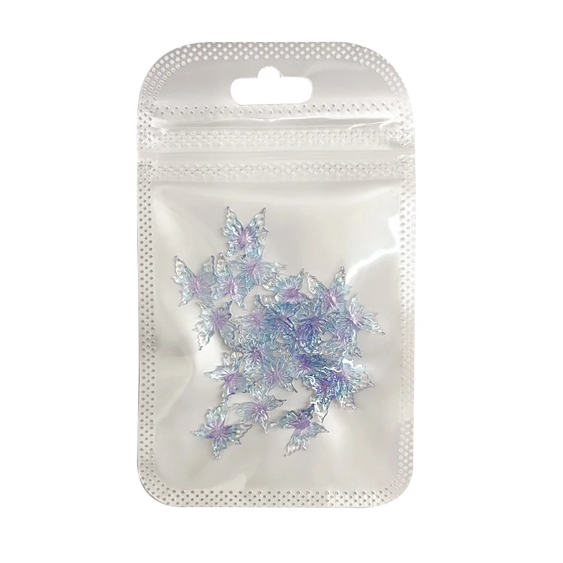 20 szt. Akcesoriów do paznokci, żywiczne ozdoby do paznokci, dekoracje 3D, gradientowe kolory, motylki, efekt lodu, zmieniające kolor pod wpływem temperatury, miękkie motylki.