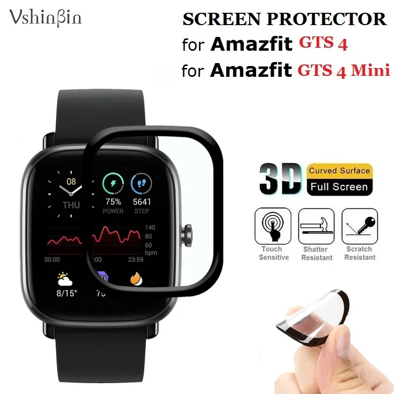 100PCS 3D Soft Screen Protector for Amazfit GTS 4 Mini GTS4 Smart Watch Full Cover Scratch-Proof Protective Film