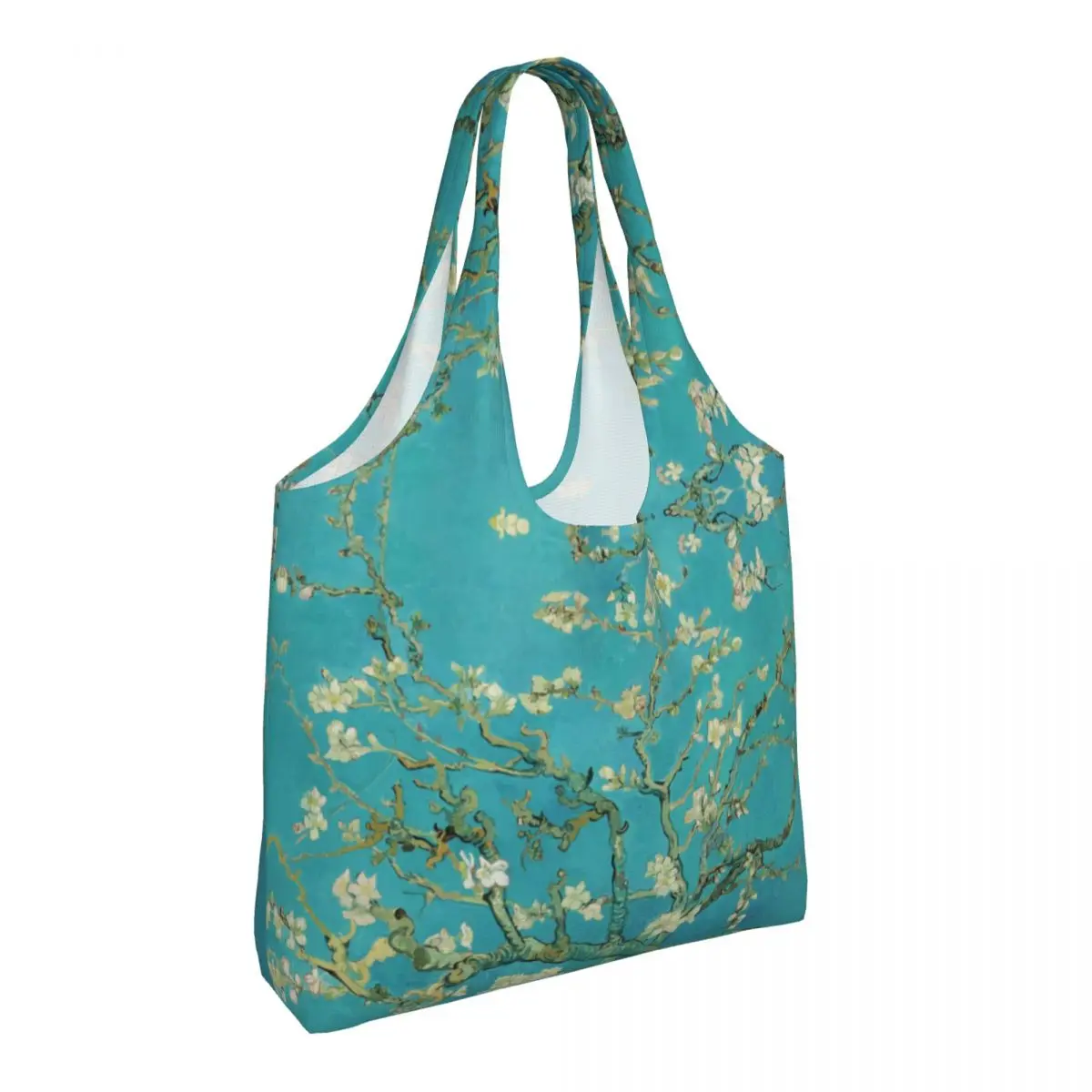 Almond Blossoms Vincent Van Gogh Shopping Canvas Bag Women Durable Big Capacity Groceries Art Flowers Painting Shopper Tote Bags