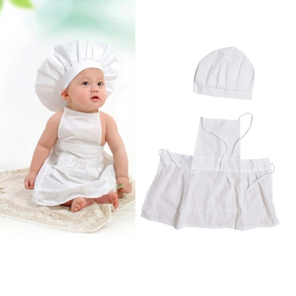 Cute For Kids Costumes Cook Cotton Blended Chef Hat Apron Baby Photos Costume Photography