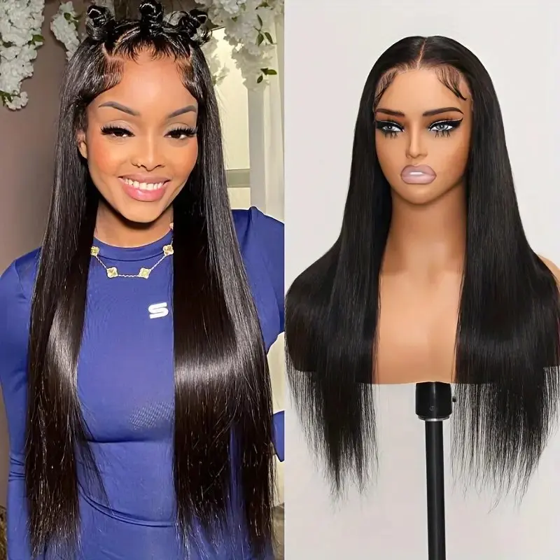 Rosabeauty 13x6 Straight Lace Front Wigs Human Hair Nature Color 13X4 Frontal 5X5 Glueless Closure Wigs 250% For Women