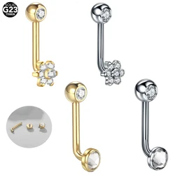 1Pc Titanium Christina Vertical Hood Piercing Flower Lip Ring CZ Crystal Lip Piercing VCH Belly Piercing for Sexy Women Jewelry