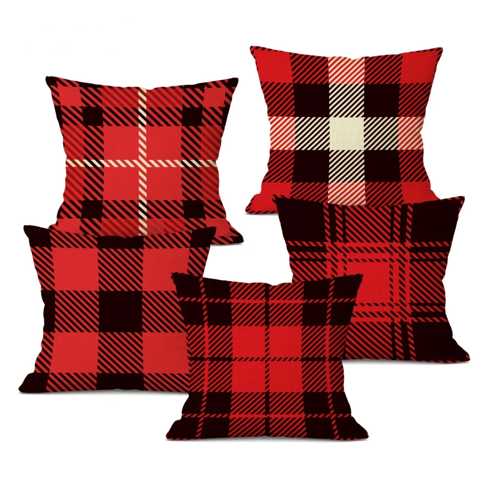 Contracted and Classic Plaid Pillowcase Sofa Durable and Tough Linen Home Decoration Cushion Cover Chair Decoration Gift