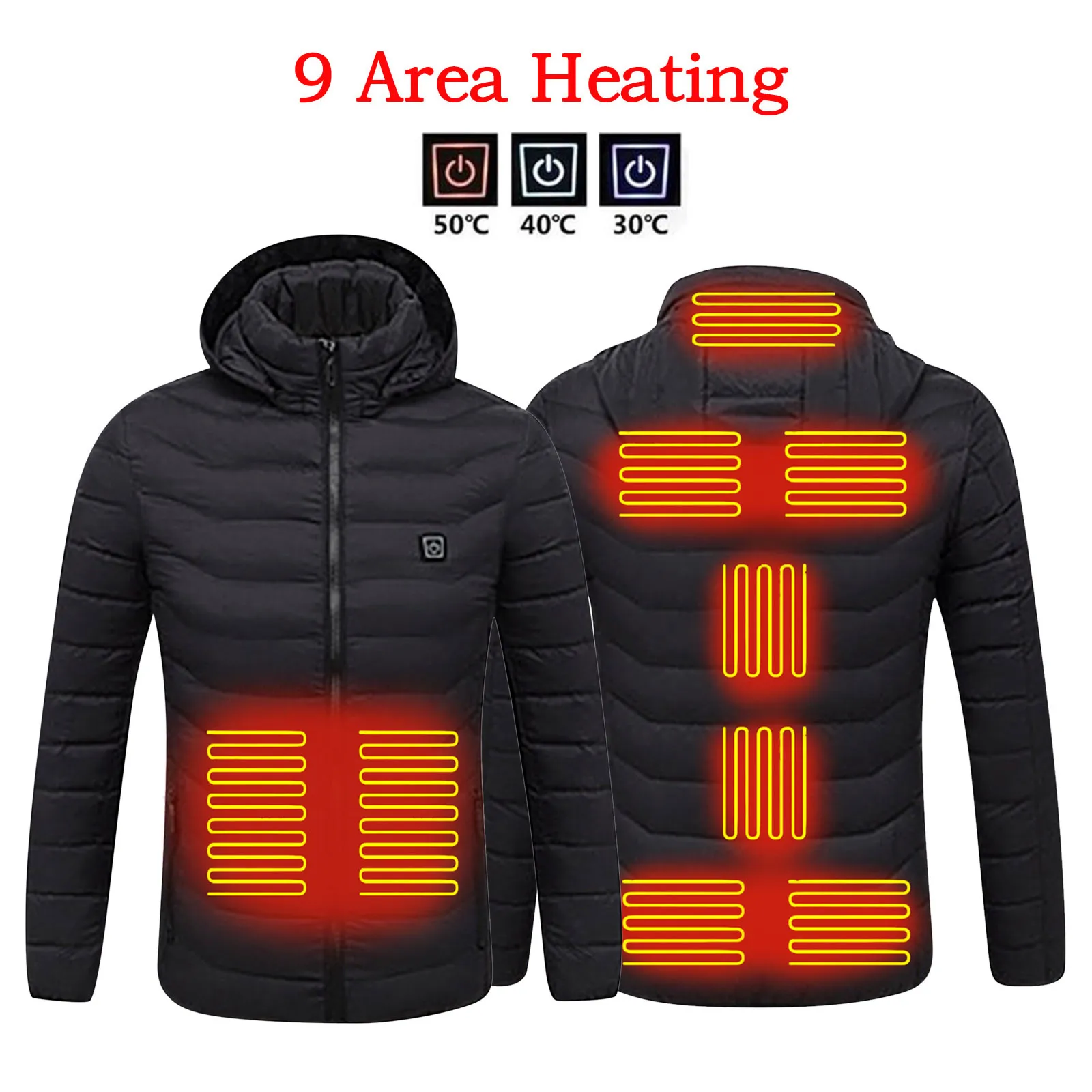 Women\'s Intelligent heating Jackets Coats USB 9-zone heating thermostat down cotton insulation heating clothing