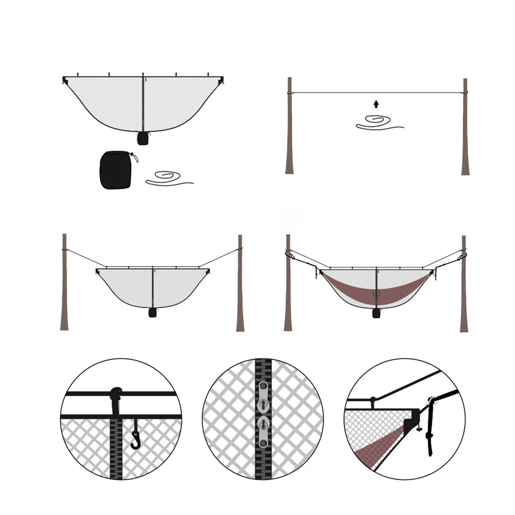 

Camping Hammock with Mosquito Net Portable Lightweight Nylon Material for Outdoor Travel Hiking Holiday Use Durable 300Kg