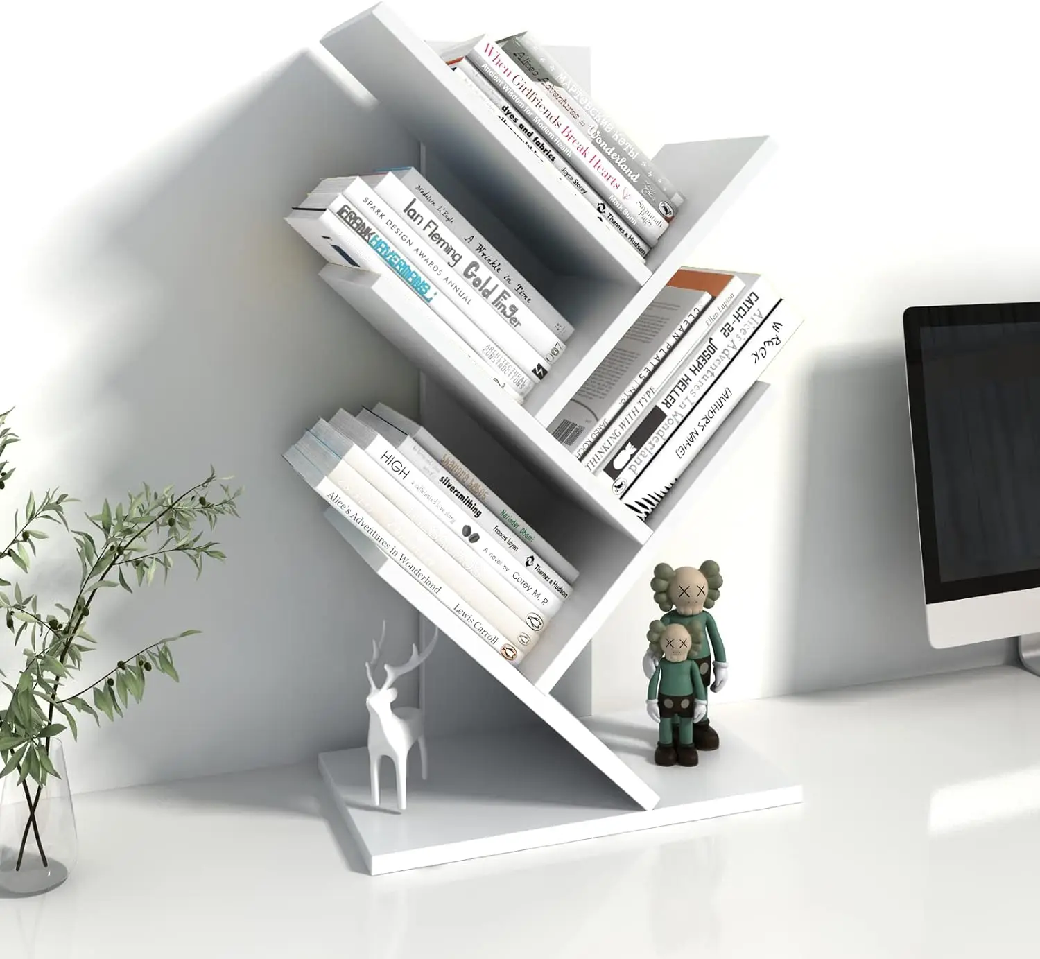 

Small Bookcase for Desk Decor, 5-Tier White Wood Small Bookshelf – Compact Corner Mini Bookcase for Bedroom, Office, or